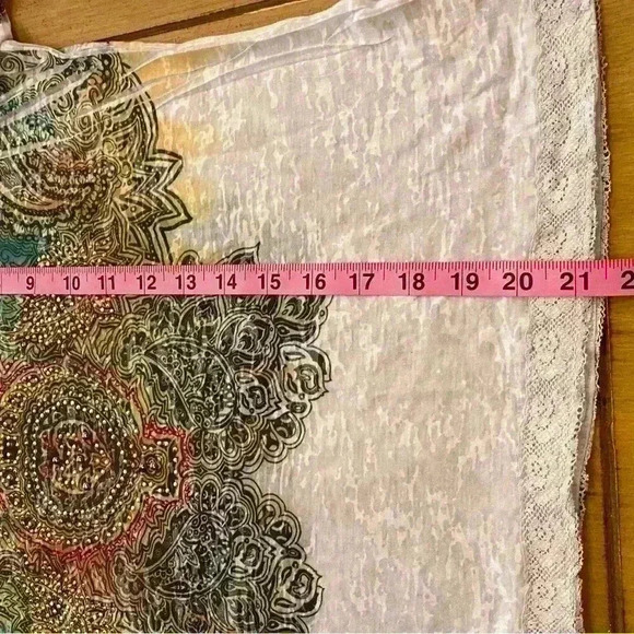 Reba Womens Long Sleeve Sheer Art Decorative Top size M-L - Picture 8 of 15